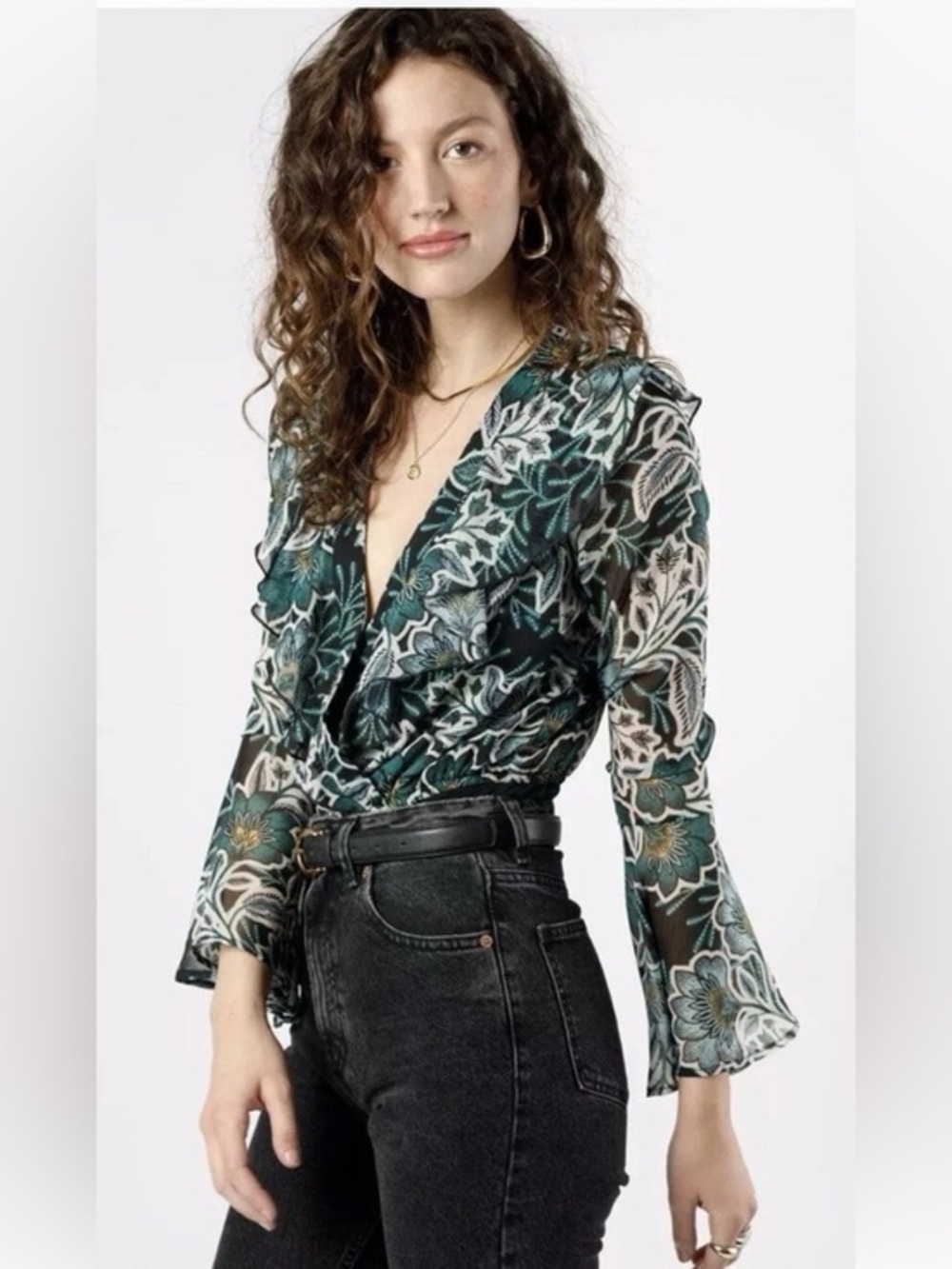 Band Of The Free - Bonnie Long Sleeve Bodysuit - Emerald- M